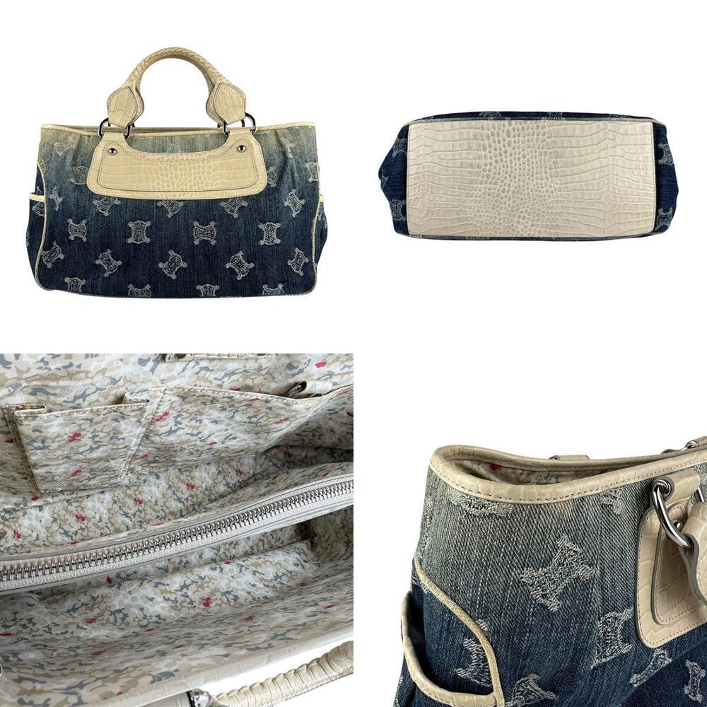 Celine silver denim leather White Bag Blue embossed Indigo Boogie - Picture 3 of 4